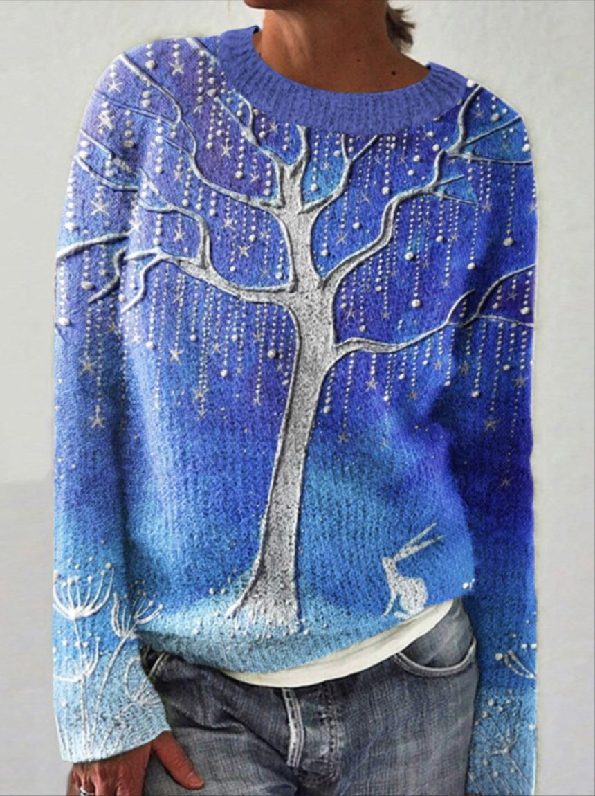 Long Sleeve Crew Neck Animal Casual Regular Sweater