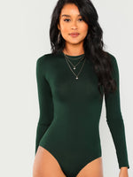 Lace Contrast Backless Skinny Bodysuit