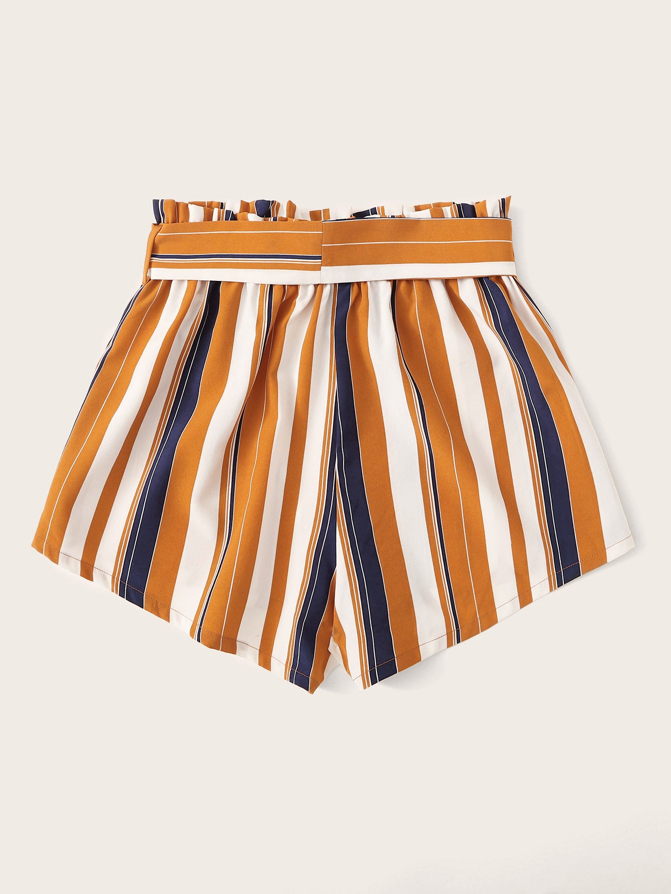 Paperbag Waist Striped Shorts
