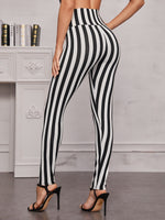 Elastic Waist Allover Striped Leggings
