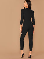 Notched Collar Double Breasted Jumpsuit