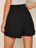 Buttoned Front Solid Shorts