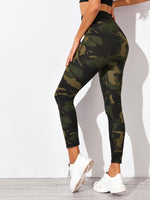 Camo Print Laddering Ripped Leggings