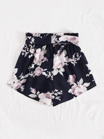 Floral Print Belted Shorts
