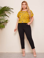 Plus Batwing Sleeve Floral Print Top