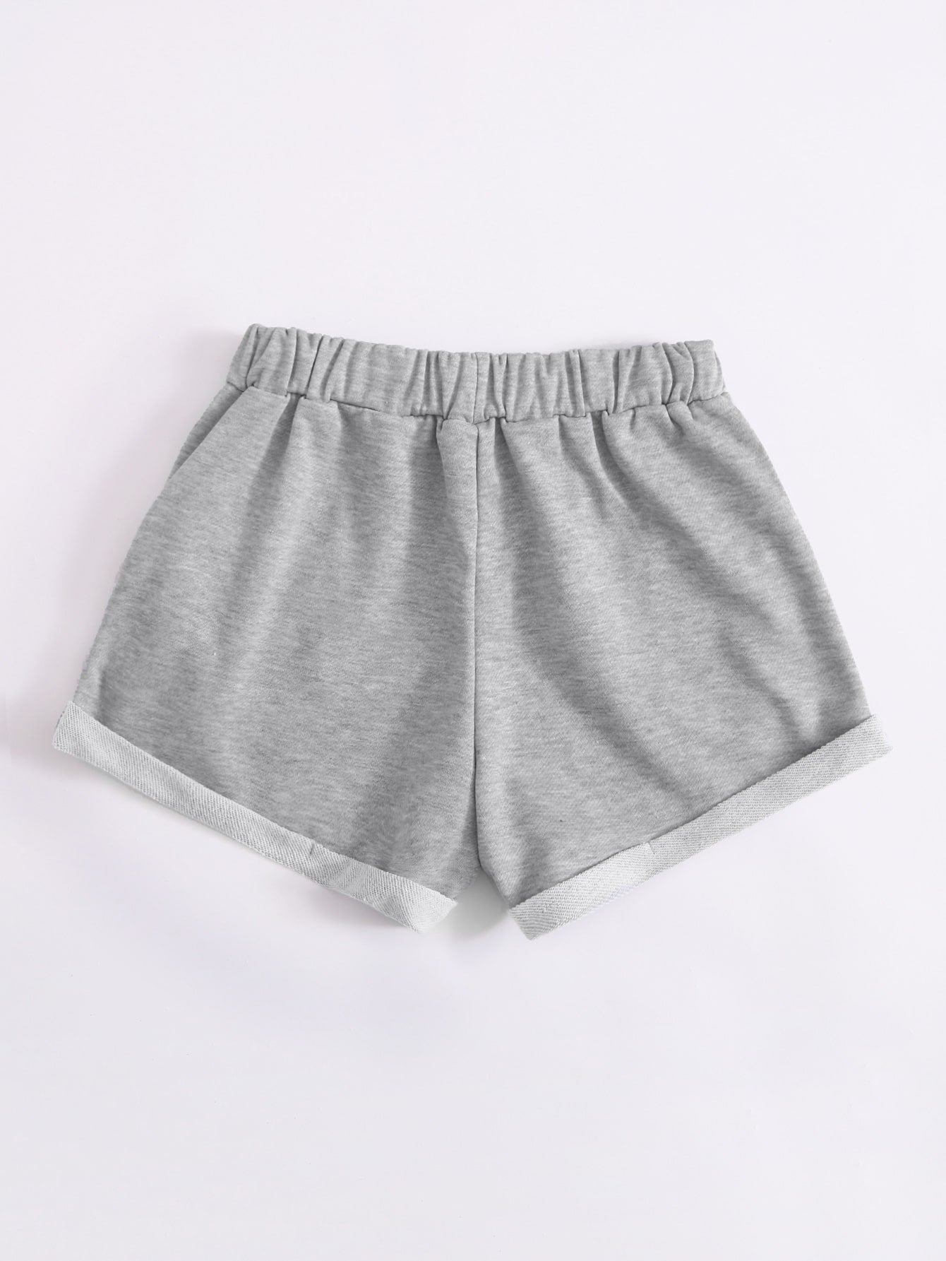 Drawstring Waist Rolled Hem Shorts