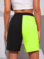 Neon Lime Tie Front Two Tone Shorts
