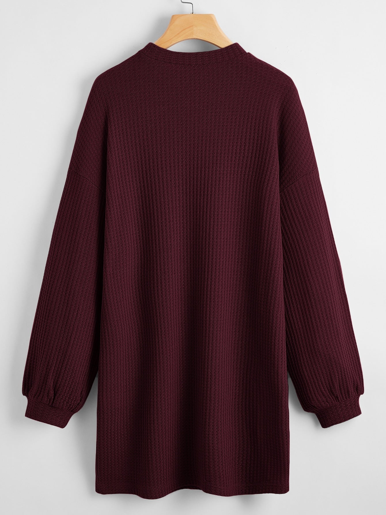 Drop Shoulder Solid Waffle Knit Dress