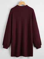 Drop Shoulder Solid Waffle Knit Dress