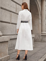 Single Breasted Shirt Dress With Chain Print Belt