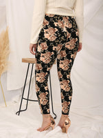 Plus Floral Print Crop Leggings