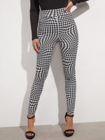 Wide Waistband Houndstooth Leggings