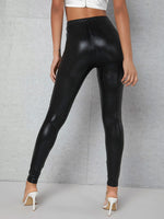 Snakeskin Print PU Leather Leggings