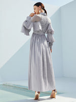 Lace Insert Ruffle Sleeve Dress
