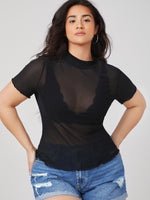 Plus Mesh Sheer Top Without Bra