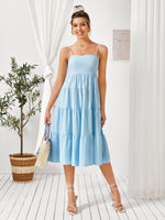 Tassel Tie Back Ruffle Hem Cami Dress
