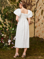 Floral Appliques Bishop Sleeve Dress