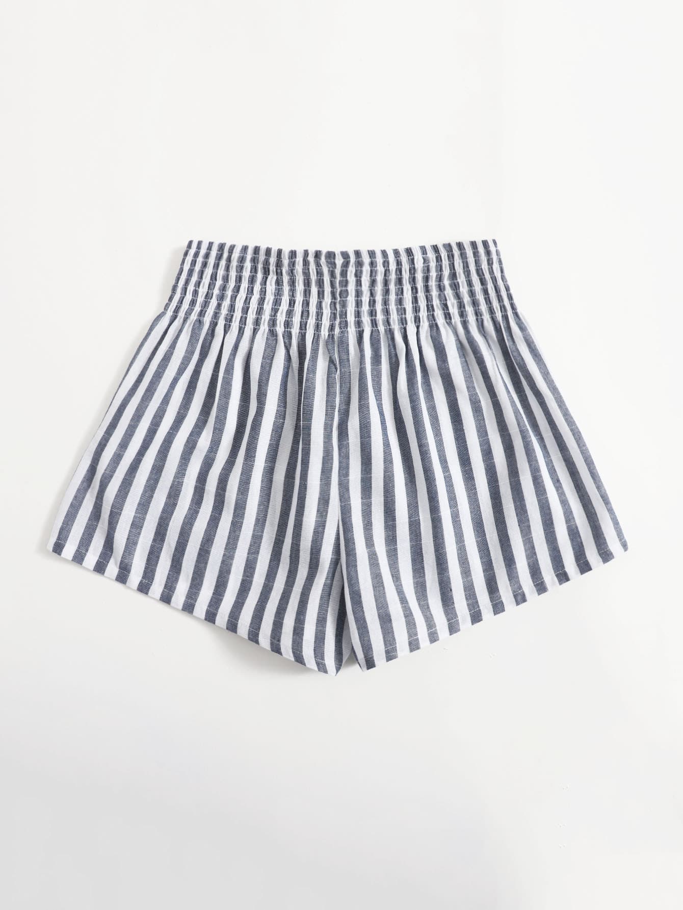 Shirred Waist Striped Shorts