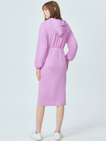Drawstring Solid Hooded Dress