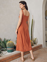 Button Front Solid Dress