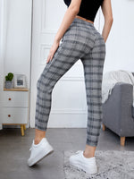 Plaid & Houndstooth Print Zipper Leggings