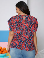 Plus Puff Sleeve Allover Floral Top