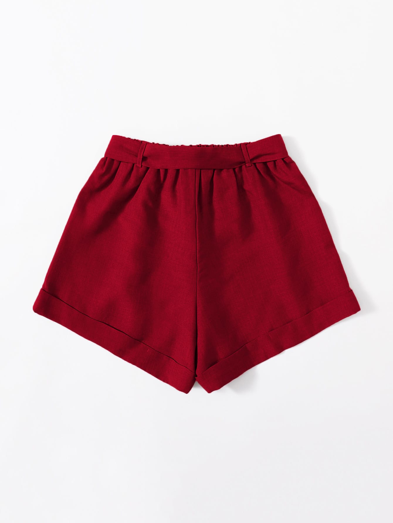 Solid Self Tie Wide Leg Shorts