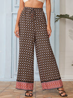 Knot Waist Ditsy Floral Wide Leg Pants