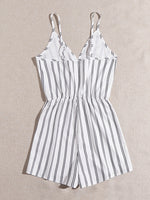 Striped Surplice Neck Cami Romper