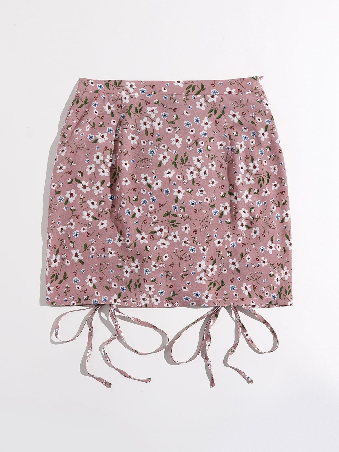 Ditsy Floral Drawstring Ruched Skirt
