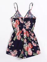Floral Surplice Neck Cami Romper