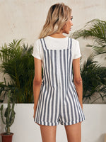 Low Armhole Striped Pinafore Romper