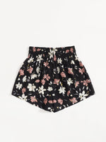 Shirred Waist Floral Print Shorts