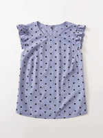 Plus Striped And Heart Print Ruffle Trim Blouse