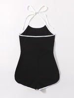 Contrast Binding Halter Romper