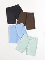 4pcs Solid Biker Shorts