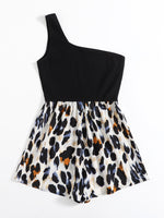 One Shoulder Allover Print Romper