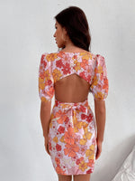 Floral Cut Out Tie Back Dress