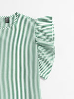 Plus Striped Ruffle Cuff Blouse