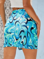 Graphic Print Mini Slit Skirt