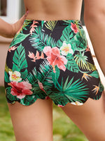Tropical Print Scallop Edge Shorts