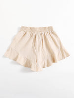 Ruffle Hem Solid Shorts