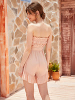 Solid Ruffle Hem Tube Romper