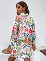 Allover Floral Print Shirt Romper