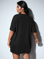 Plus Reflective Smile Face Print Oversized Tee
