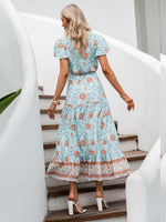 Simplee Floral Print Ruffle Hem Dress