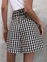 Gingham Print Belted Shorts