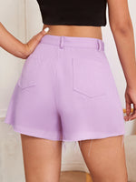 Raw Hem Fold Pleated Wide Leg Shorts