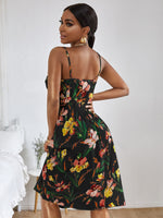 Floral Print Shirred Cami Dress