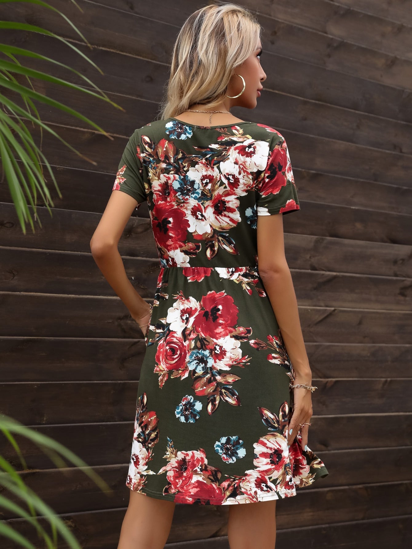 DEARCASE Floral Print Smock Dress